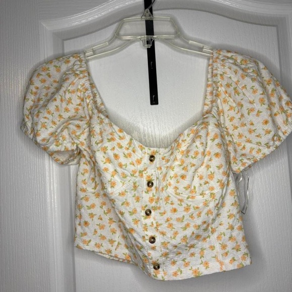 Billabong‎ floral orange crop top - Picture 1 of 6
